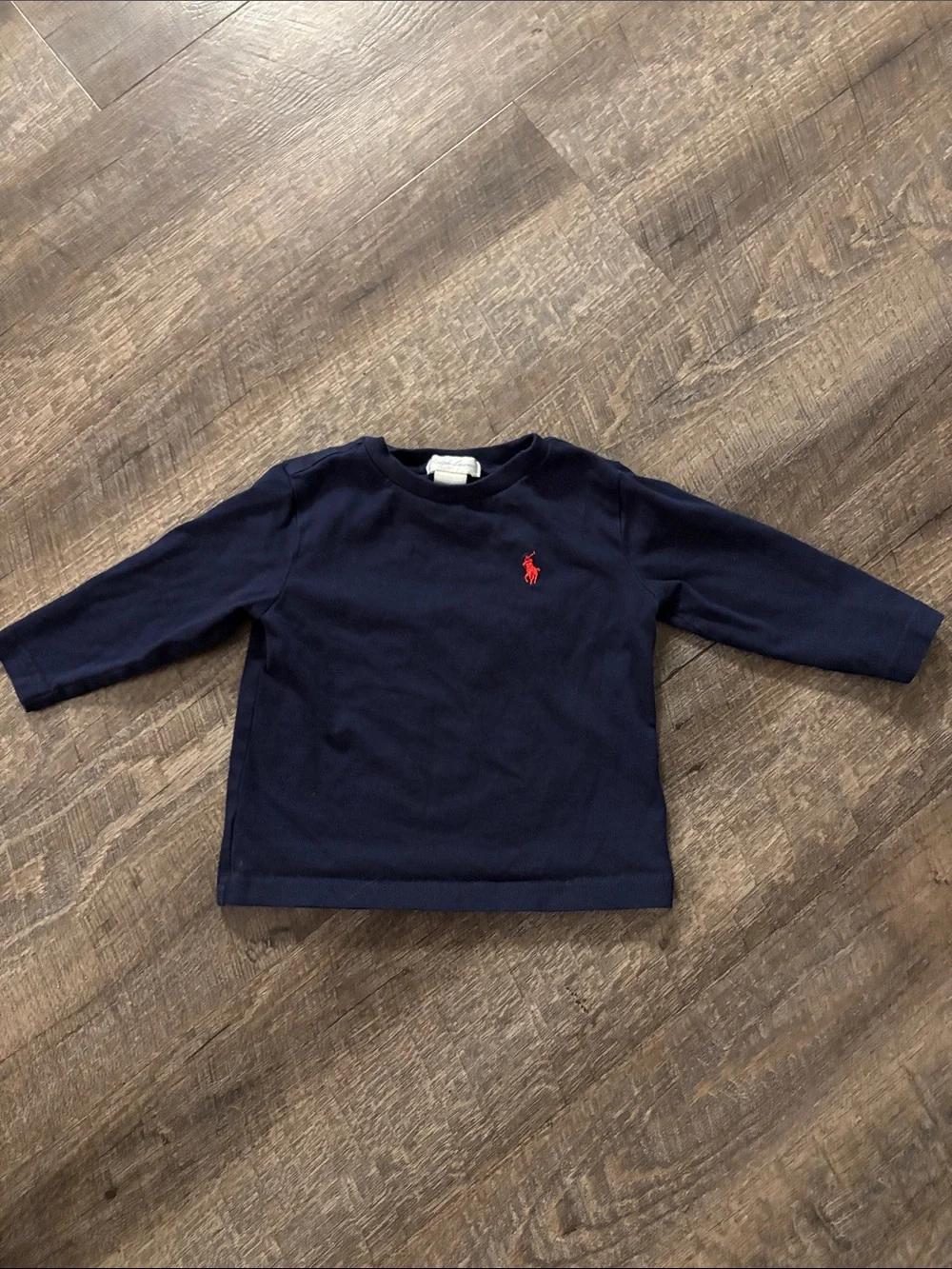 Ralph Lauren Navy Crewneck with Red Polo Emblem
